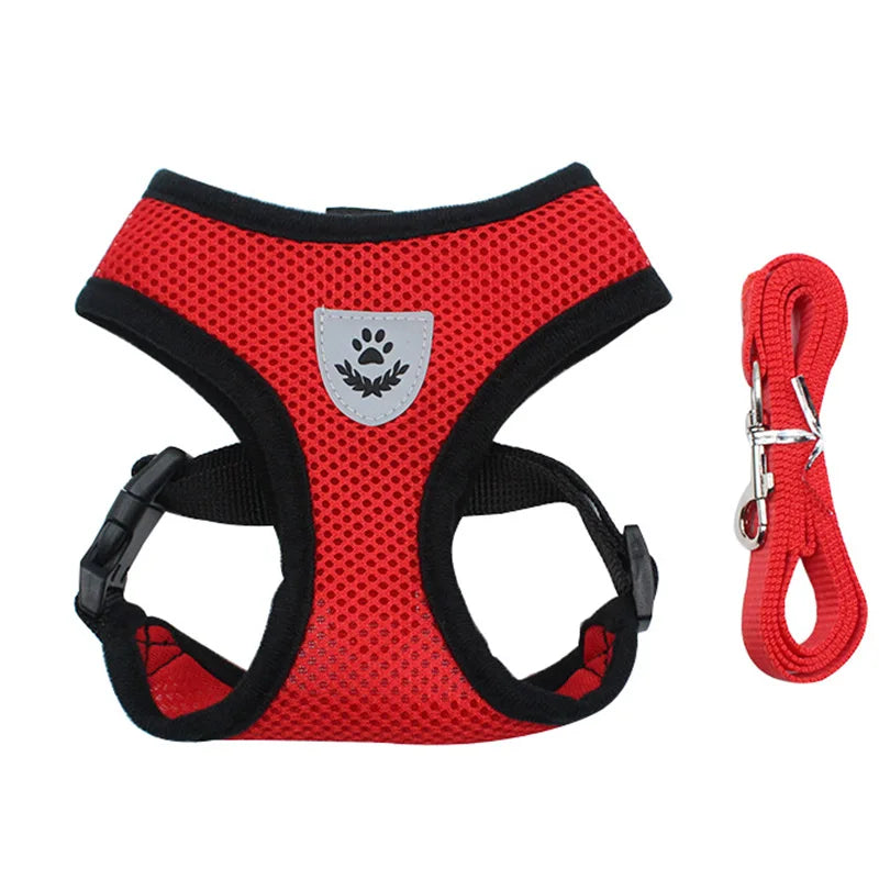 Cat Small Dog Breathable Mesh Harness and Leash Kitten Cats Harnesses Little Dog Puppy Harness for French Bulldog Chihuahua Pug
