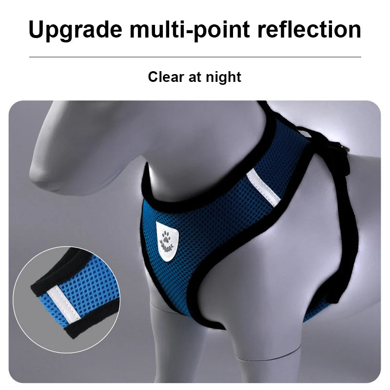 Cat Small Dog Breathable Mesh Harness and Leash Kitten Cats Harnesses Little Dog Puppy Harness for French Bulldog Chihuahua Pug